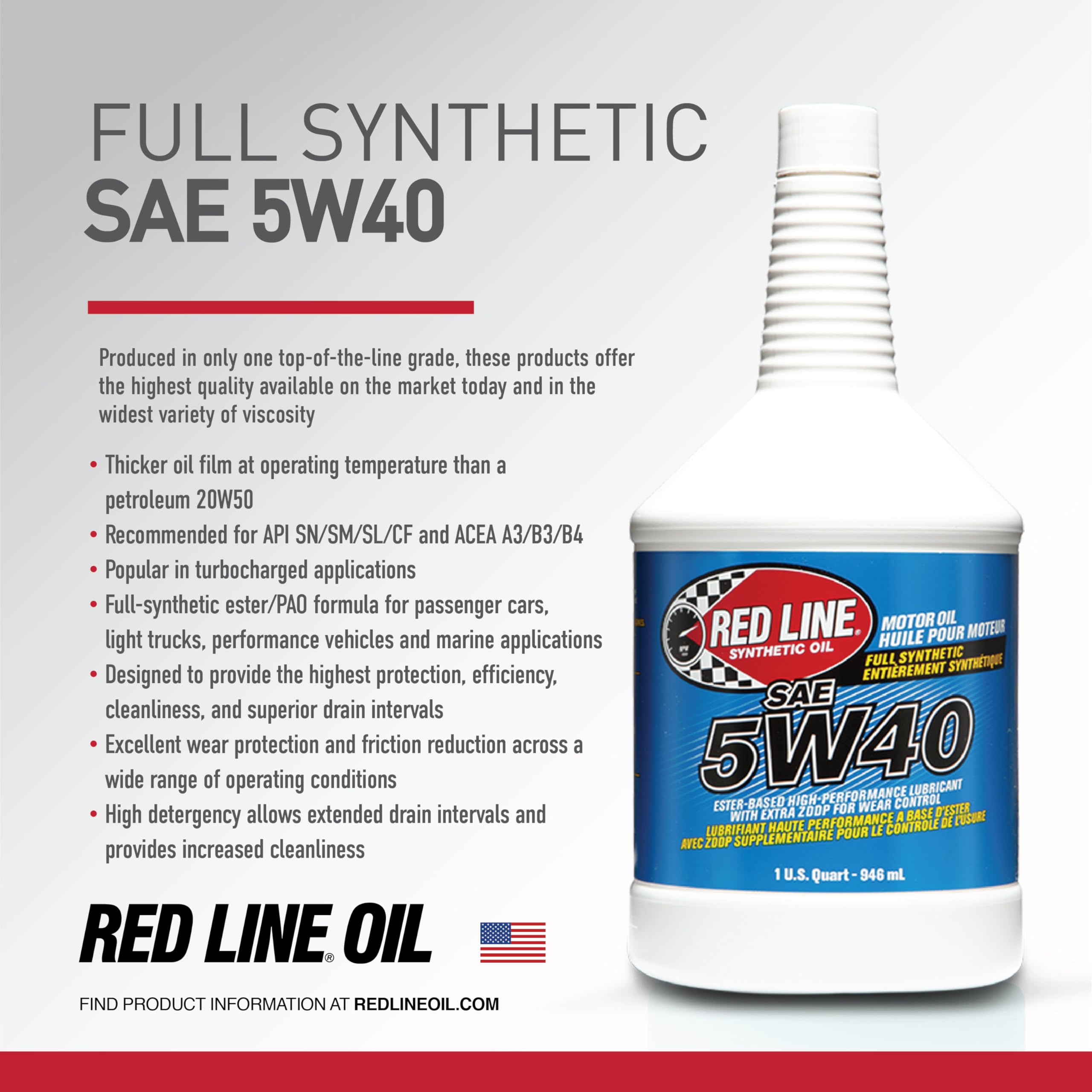 Amazon | Red Line 5W-40 モーターオイル 1 Gallon (128 Ounces) 15405